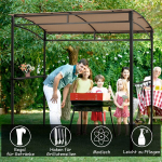 Costway BBQ pavėsinė, atspari oro sąlygoms, metalinis rėmas su lentyna ir kabliukais 216 x 134 x 211 cm ruda