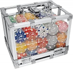 Pokerio Žetonų Rinkinys - Modiano 600 vnt 14g su Stovu, Sidabras