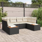 6 dalių sodų sofa rinkinys su pagalvėlėmis juoda poli ratanas akacija