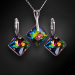 Sidabrinis papuo&scaron;alų rinkinys moterims DiamondSky Shimmer Vitrail Medium su Swarovski kristalais