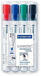 Žymeklių rinkinys baltai lentai Staedler Lumocolor 351, 4 spalvos