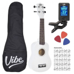 Soprano ukulelės komplektas VIBE UK21, balta