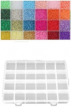 Stiklinių apvalių karoliukų (biserio) 12/0 RainBow&reg; 24 spalvų po 10 g rinkinys su dėžute, ry&scaron;kus