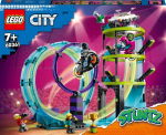 LEGO&reg; City Stuntz 60361 didžiausias kaskadininkų dviratininko i&scaron;&scaron;ūkis, motociklo žaislas 1 arba 2 žaidėjams