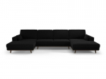 Panoraminė velvet sofa Hebe, 6 sėdimos vietos, juoda