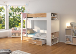 Dviauk&scaron;tė lova Adrk Furniture Garet, 90x200 cm, balta/ruda