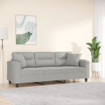 Trivietė sofa su pagalvėmis, pilka, 180cm, mikropluo&scaron;to audinys