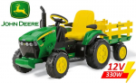 Vienvietis vaiki&scaron;kas elektrinis traktorius Peg Perego John Deere Ground Force with trailer, žalias/geltonas