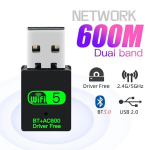 USB WiFi + Bluetooth 5.0 adapteris, 600 Mbps