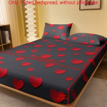 1vnt Raudona Meilės Ra&scaron;tų Frotinė Paklodė, DF Fitted Sheet-love banguojanti pilka