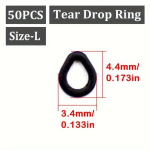 A&scaron;aros formos žiedai žvejybos sistemoms, įvairūs dydžiai, 50vnt-Tear Drop-L