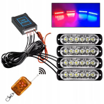 4x LED lemputė įspėjamoji raudona/mėlyna 6 SMD