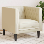 Chesterfield krėslas, kreminės spalvos, dirbtinė oda