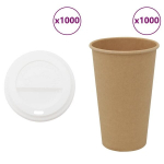 Popieriniai kavos puodeliai su dangteliais 1000 vnt 16oz 400 ml