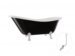 Vonia Besco Otylia B&W 170, Black/White+Chrome, su sifonu su persipylimu Klik-klak Chrome
