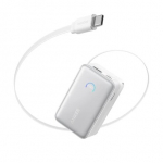 &bdquo;Anker Nano&ldquo; i&scaron;orinė baterija, 45 W, su integruotu i&scaron;traukiamu USB-C laidu | A1638H21 | 10000 mAh | Baltas