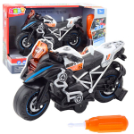 Konstrukcinis žaislas Motociklas DIY, su &scaron;viesos ir garso efektais, juodas