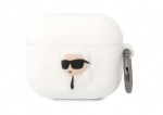 Karl Lagerfeld 3d Karl Head silikoninis dėklas Airpods 3, baltas