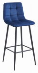 Set of 4 Oskar Arceto Velvet Bar Stools, Dark Blue/Black