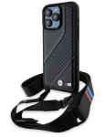 BMW M Edition Carbon Stripe & Strap dėklas iPhone 15 Pro - juodas