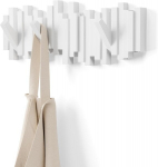 Paltų ir kepurių kabykla, su 6 kabliukais, balta