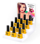 Display box of "12 WATER BASED PEEL OFF YELLOW NAIL POLISHES" 8 ml