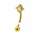 Auksinis titano "bananas" su cirkoniu, 1.2/8/3 mm