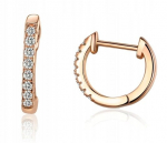 Sidabriniai "rose Gold" auskarai su cirkoniais, sidabras 925