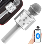 Belaidis karaoke mikrofonas su dėklu Rivex M56, Sidabrinė
