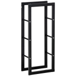 Metalinė malkų lentyna HOMCOM 40 x 25 x 100 cm, iki 100 kg, juoda