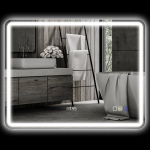Vonios LED veidrodis 70x90 cm su Bluetooth ir laikrodžiu