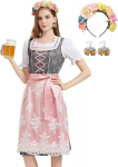 Autenti&scaron;kas Tradicinis Dirndl Kostiumas Oktoberfestui M Dydis, Rožinė Ir Balta Spalva, M
