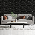 3D PVC sienų panelės 40 vnt, juodos, 10m&sup2;