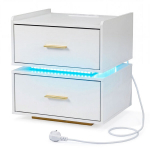 Naktinis staliukas su LED ir įkrovimo stotele, 2 stalčiai, baltas, Naktinis staliukas su LED ir įkrovimo stotele, 2 stalčiai, baltas