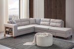 Kampinė sofa-lova Tloft Left, kreminės spalvos