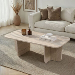 Kavos staliukas Akira Travertine, 120x60x41 cm, smėlio spalvos