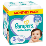 Sauskelnės PAMPERS Active Baby-Dry, Monthly Pack, 3 dydis, 6-10kg, 208 vnt.