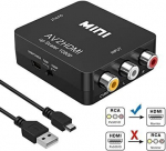 RoGer Adapter to Transfer RCA to HDMI Signal (+Audio) Black