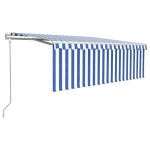 Markizė su uždanga/LED/vėjo jutikliu vidaXL, 4,5x3 m, mėlyna