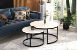 Kavos staliukų komplektas ADRK Furniture Okin, baltas/juodas