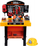 Žaislinės meistro dirbtuvės su įrankiais ir &scaron;almu Funfit Kids Tool&Brains 1978, geltonos