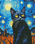 Deimantinė mozaika Ohart Naktinė katė, 40*50 cm