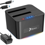 I&scaron;orinio kietojo disko dėklas Reagle HDD SSD dokavimo stotelė 2x16TB USB 3.1 SATA 2.5 3.5 offline klonavimas 5Gbps Windows Mac OS