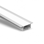 Įleidžiamas platus anoduoto aliuminio profilis su matiniu stiklu 1-5 eilėms LED juostelių gipso kartono plok&scaron;tėms, plytelėms, baldams ir kt., 3m x 74mm x 35mm