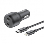 40w automobilinis įkroviklis + usb-c lightning laidas