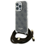Guess Crossbody Cord 4G spausdinimo dėklas su virve iPhone 16 Pro - Rudas