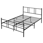 Costway metalinis lovos rėmas platforminis lovos rėmas su galvūgaliu ir kojūga 200 x 160 cm juoda