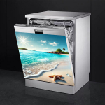Magnetinis indaplovės durų uždangalas su paplūdimio vaizdu, 63,5*58,42 cm