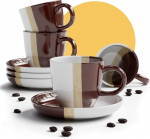 Keramikiniai espresso puodeliai, 4vnt., ruda