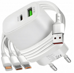 Greitas tinklo įkroviklis telefonui 2xusb quick charge rinkinys kabelis 3in1